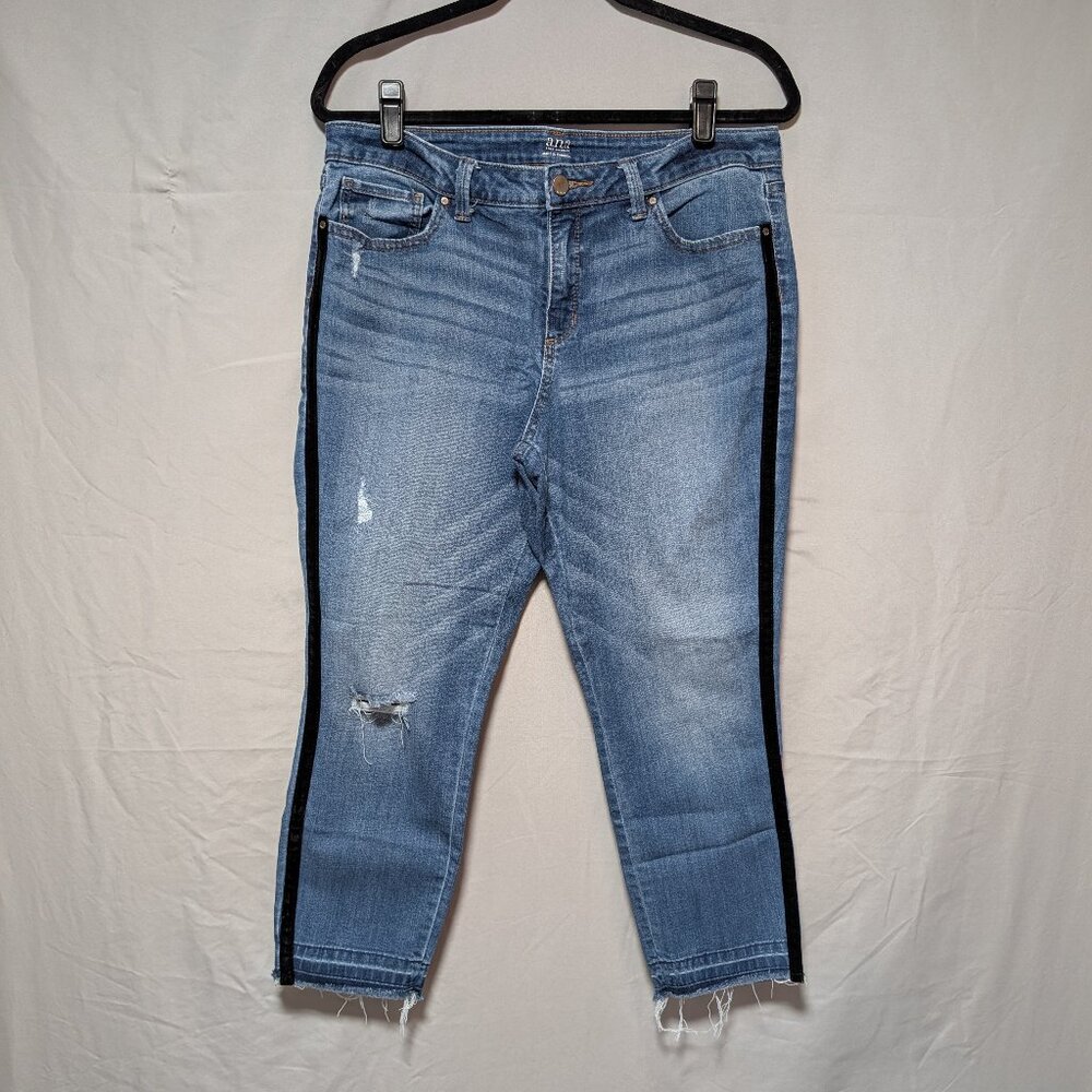 A New Approach A.N.A Medium Wash Skinny Ankle Jeans Velvet Stripe Women's 14‎